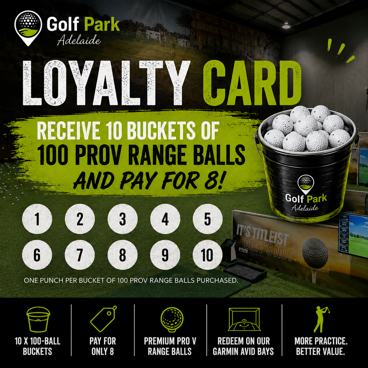 Golf Park Adelaide – Pro V Range Ball Loyalty Card